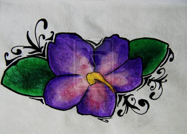 Трафарет фиалки для рисования