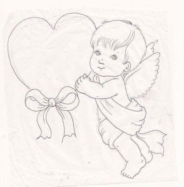 Ангелочек рисунок карандашом