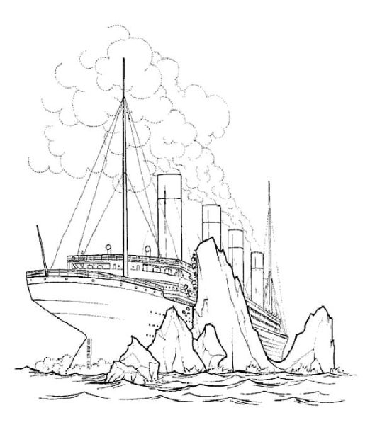 Раскраска затонувший корабль