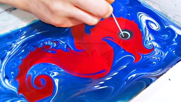 Эбру-рисование море