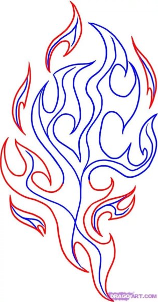 Рисунок огня пламени для срисовки