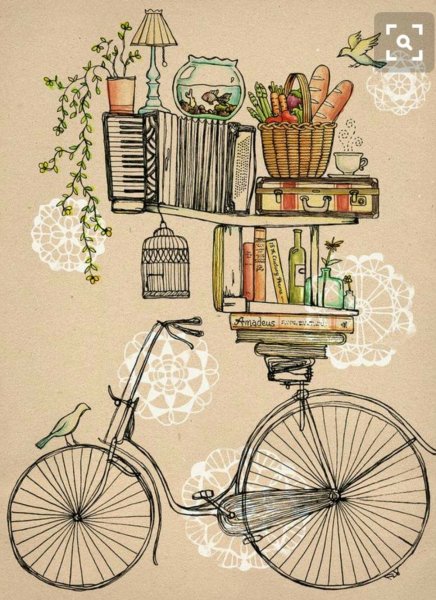 Винтажный велосипед рисунок