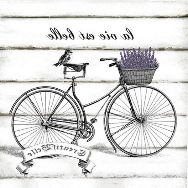 Монохром для декупажа велосипед