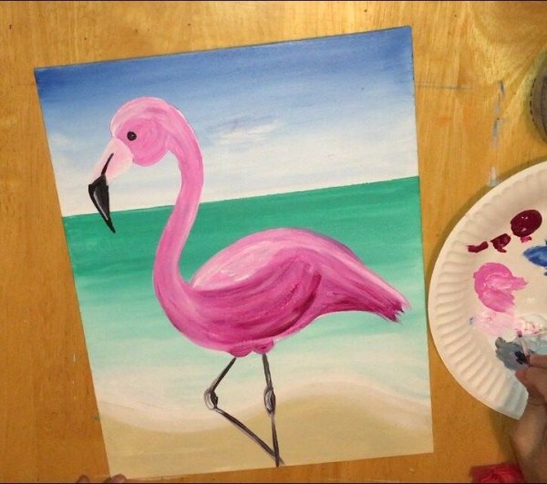 Фламинго поэтапно карандашом
