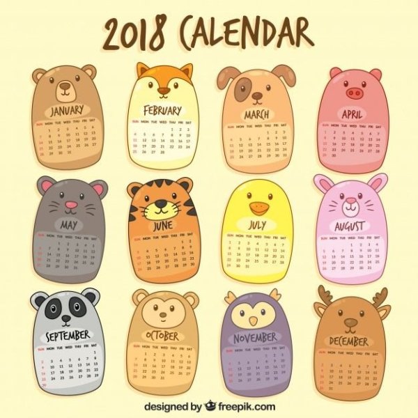 Красивый милый календарь