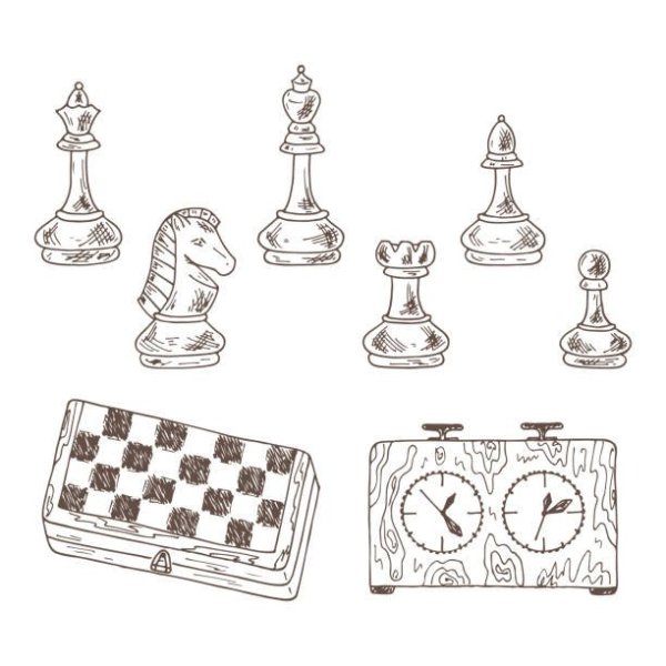 Шахматные фигуры в коричневом цвете рисунок