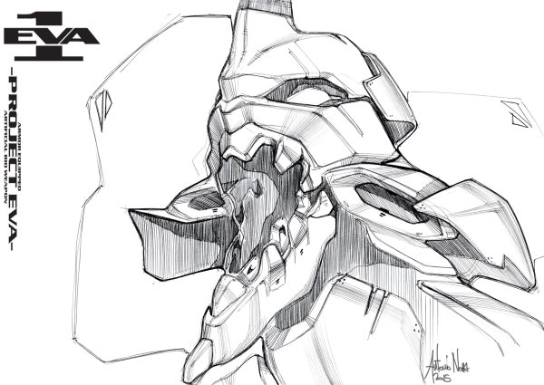 Евангелион ева черно белая