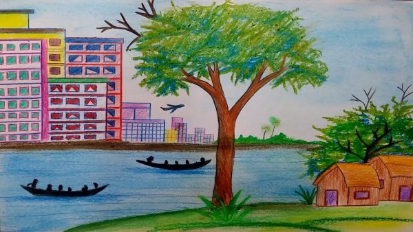 Пейзаж города рисунок 4 класс