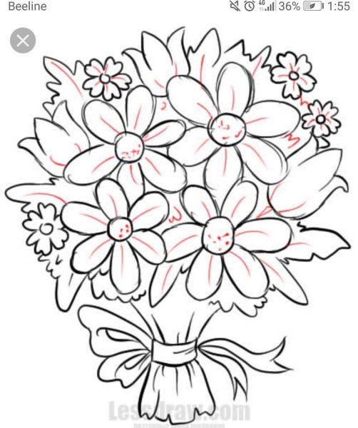 Рисунки букетов цветов легкие