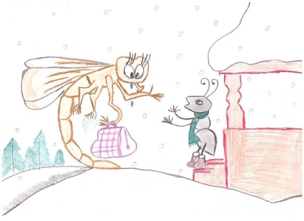 Нарисовать рисунок к басне Крылова Стрекоза и муравей