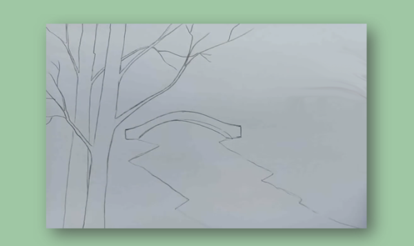 Зимнее утро рисунок карандашом