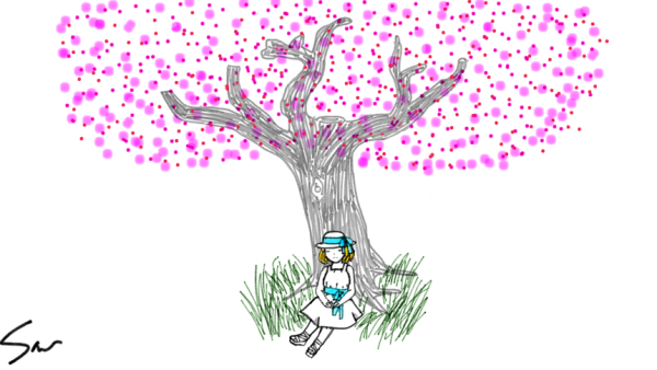 Рисунок Сакура сбоку