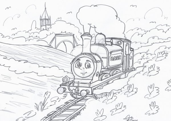 Поезд рисунок карандашом