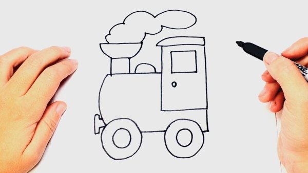 Рисование поезда пошагово