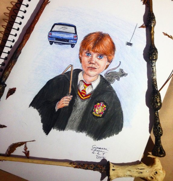 Портрет Джорджа Уизли карандашом