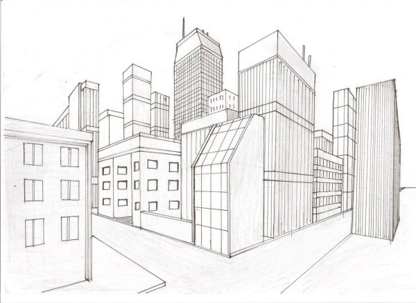 Современный город карандашом