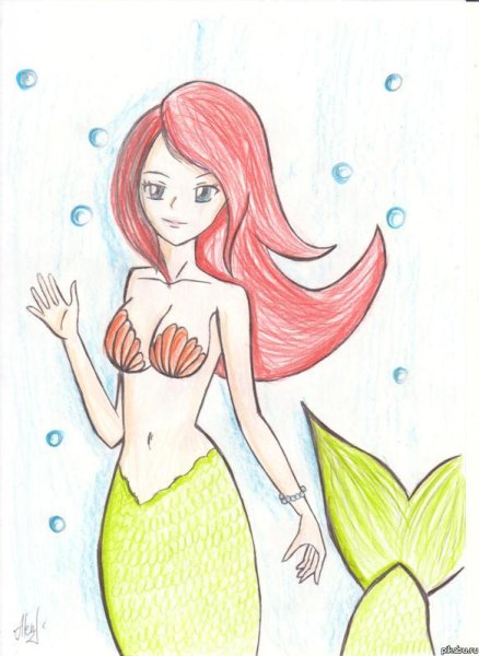 Русалка рисунок для срисовки
