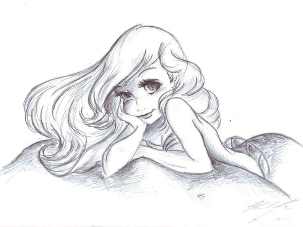 Русалка рисунок карандашом