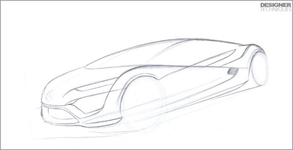 Автомобиль будущего карандашом