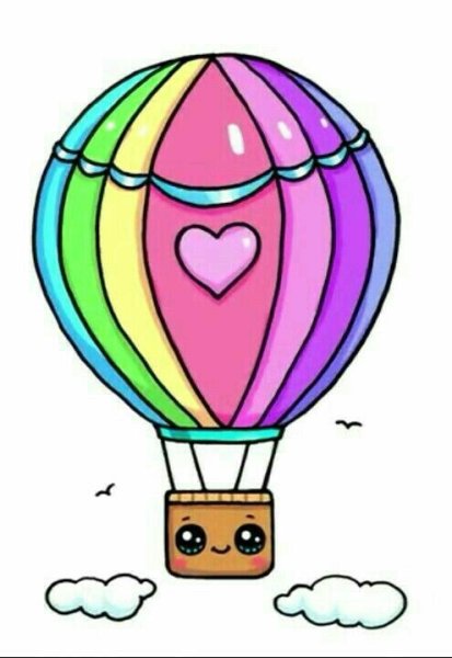 Рисование воздушный шар с корзиной