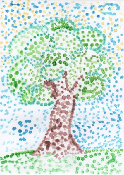 Пуантилизм рисование ватными палочками