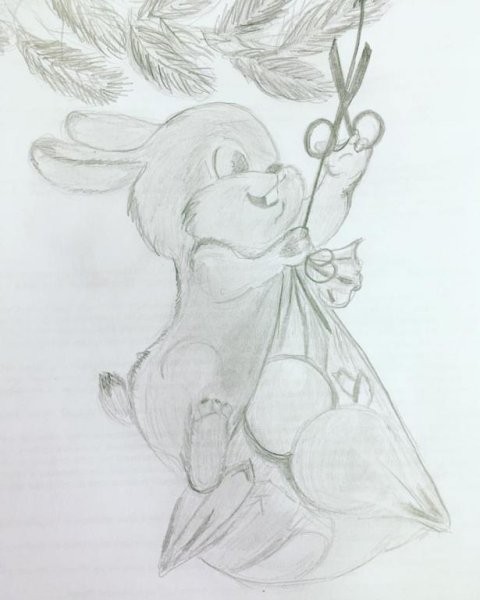 Новогодний заяц срисовать