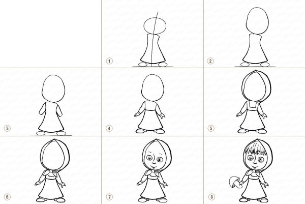 Схема рисования девочки