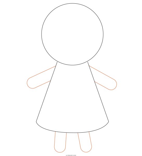 Поэтапное рисование куклы