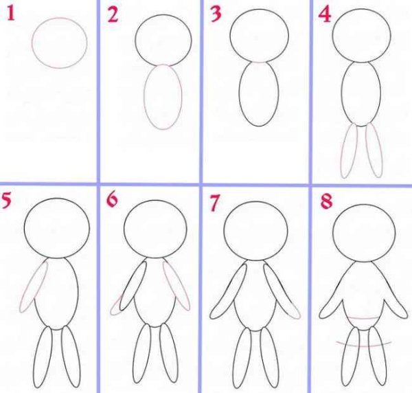 Схемы поэтапного рисования
