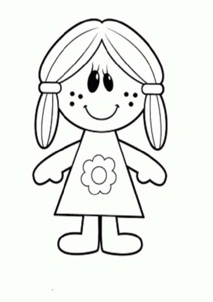 Раскраска кукла для детей 3-4 лет
