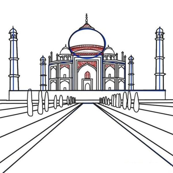 Тадж Махал рисунок карандашом