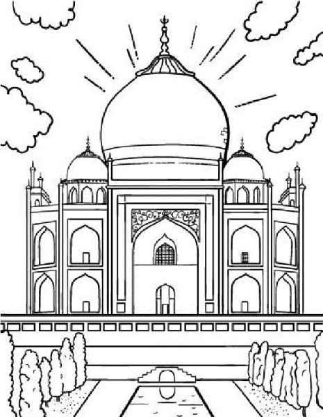 Раскраска храм Тадж Махал Индия