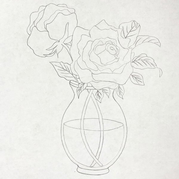 Ваза с цветами для срисовки