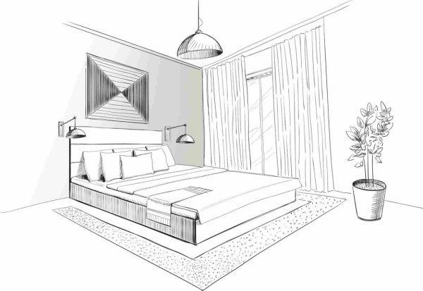 Зарисовка интерьера комнаты