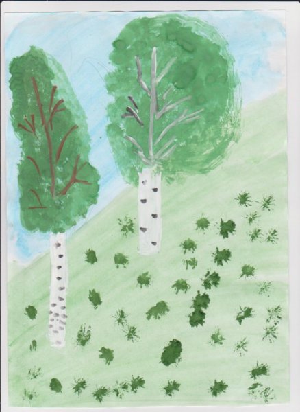 Рисуем березу с детьми