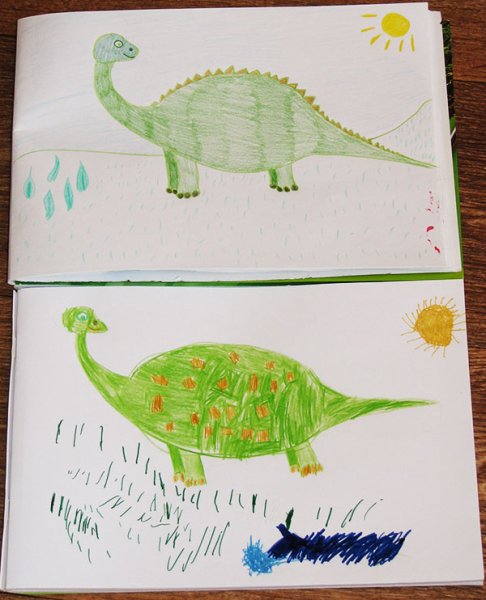 Поэтапное рисование динозавра для детей