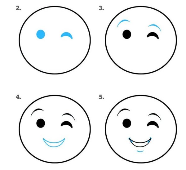 Поэтапное рисование смайликов