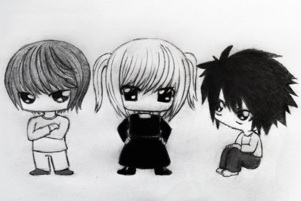 Раскраска аниме тетрадь смерти Чиби