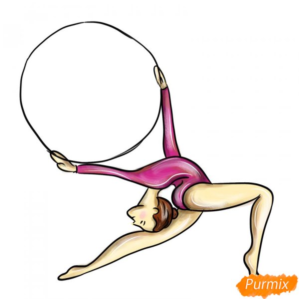 Поэтапный рисунок гимнастки