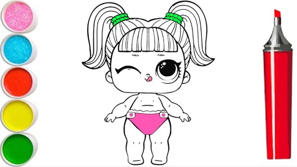 Этапы рисования куклы ЛОЛ