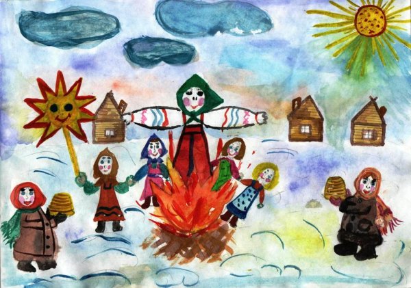 Масленица детские рисунки