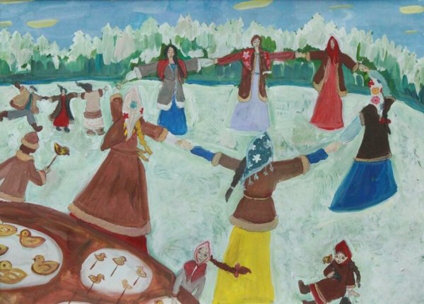 Масленица рисунок легкий