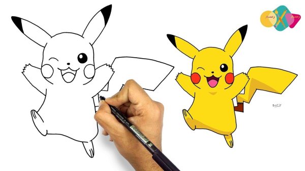 Пикачу контурный рисунок