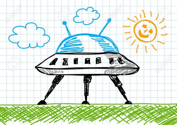 Летательный аппарат в космосе рисунок