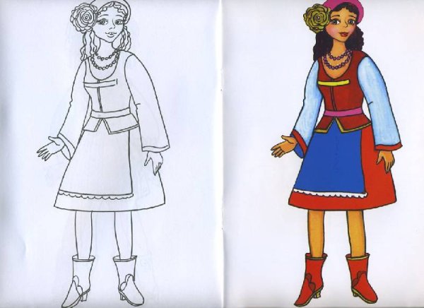 Украинский народный костюм раскраска