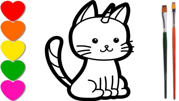 Кошка Единорог раскраска