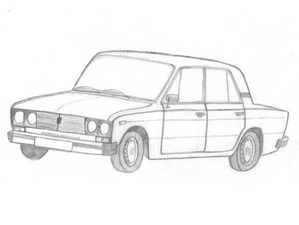 ВАЗ 2106 спереди карандашом легкий