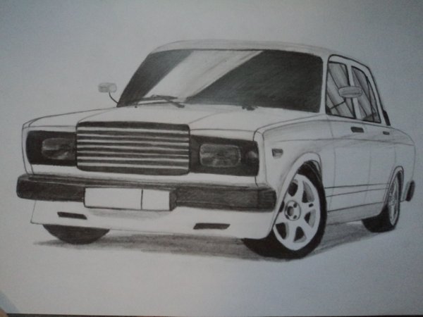 ВАЗ 2107 сзади карандашом