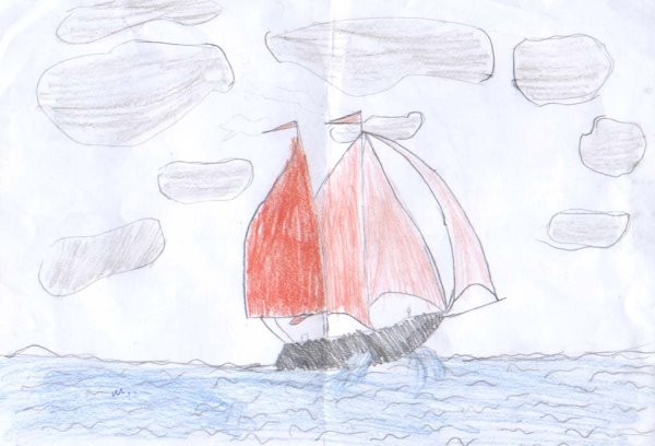 Корабль с алыми парусами рисунок