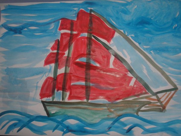 Кораблик с алыми парусами рисунок легкий